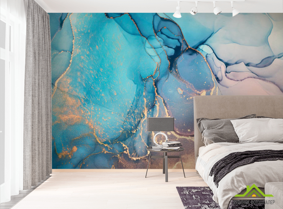 выбрать Фотошпалери синій яскравий fluid art Фотошпалери Fluid art на стіну