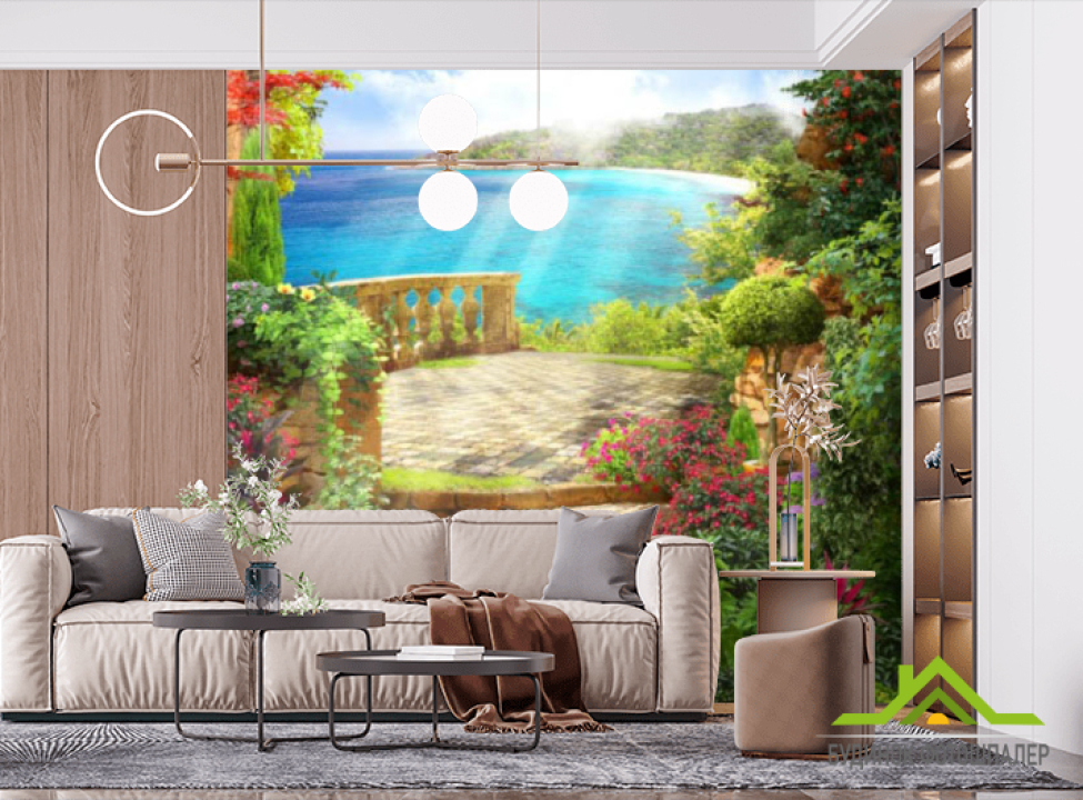 выбрать Фотообои Фреска вид на море акцентная Фотообои Фрески на стену