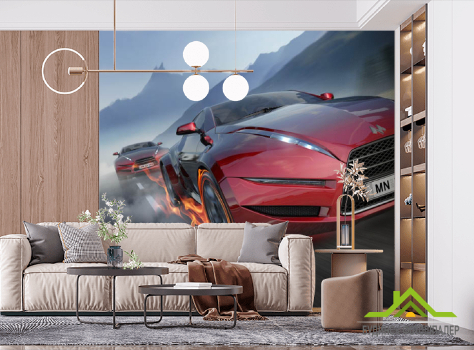 выбрать Фотошпалери Червона машина на трасі Фотошпалери Транспорт на стіну