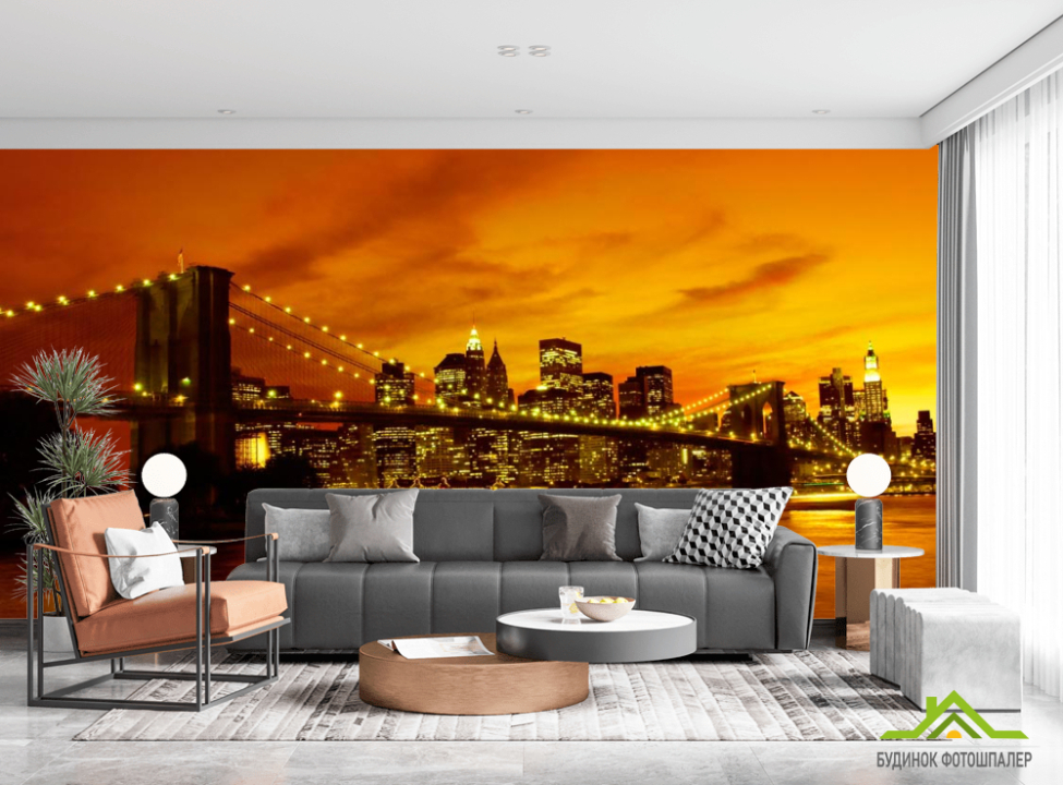 выбрать Фотошпалери Нічний міст Брукліна Фотошпалери Місто на стіну