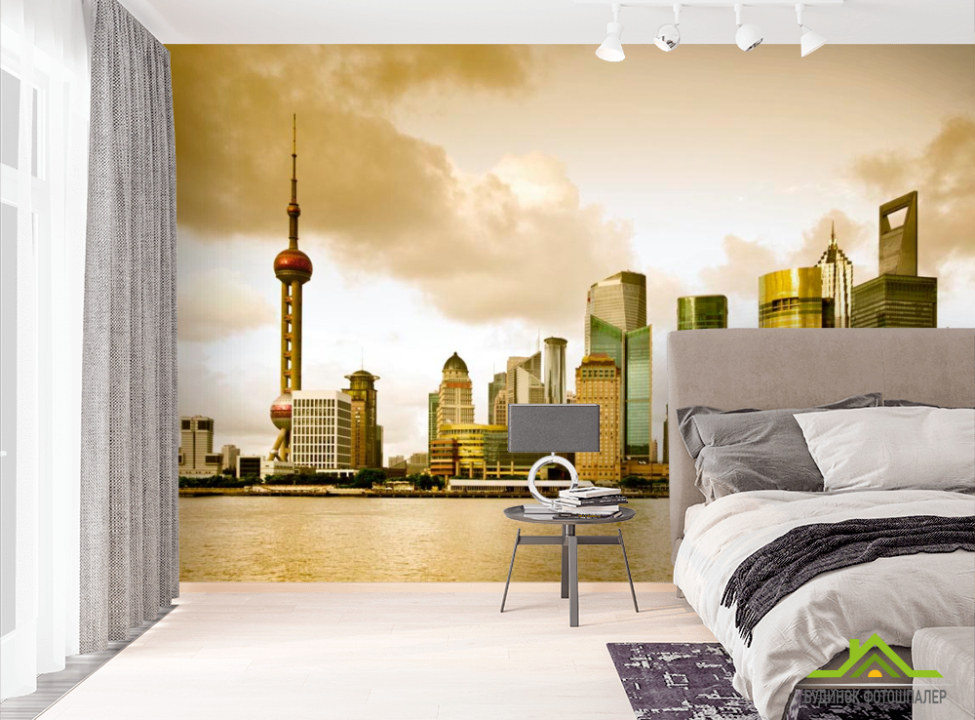 выбрать Фотообои Море, тучи, дома Гонконга Фотообои Гонконг на стену