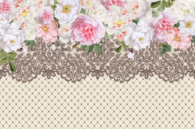 Фотошпалери квіти з мереживом