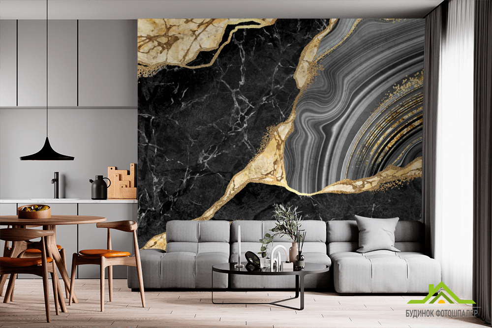 Фотообои срез камня золото