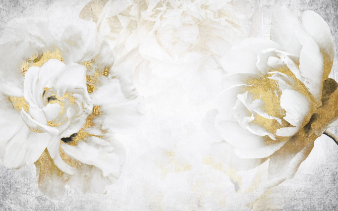 Фотообои золотые пионы