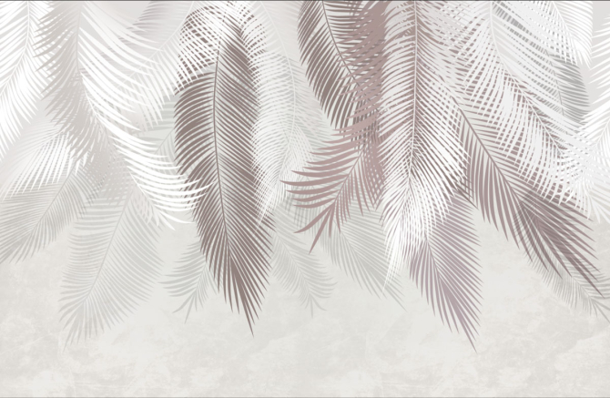 Фотообои серые листья на стену