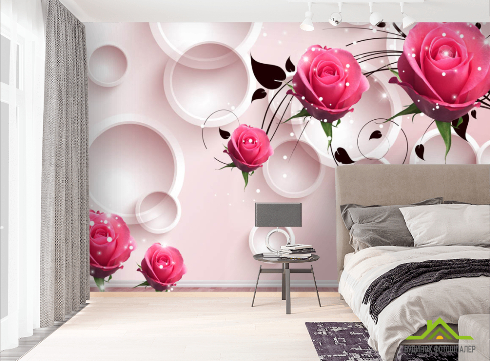выбрать Фотообои 3д розы и круги Фотообои Цветы на стену