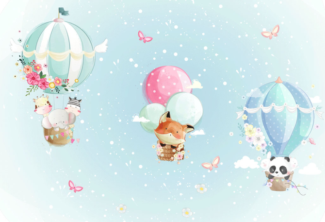 Фотообои Голубые воздушные шарики