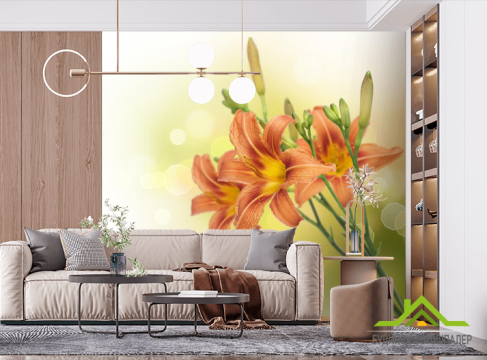 выбрать Фотошпалери червоно-жовті лілії Фотошпалери Квіти на стіну