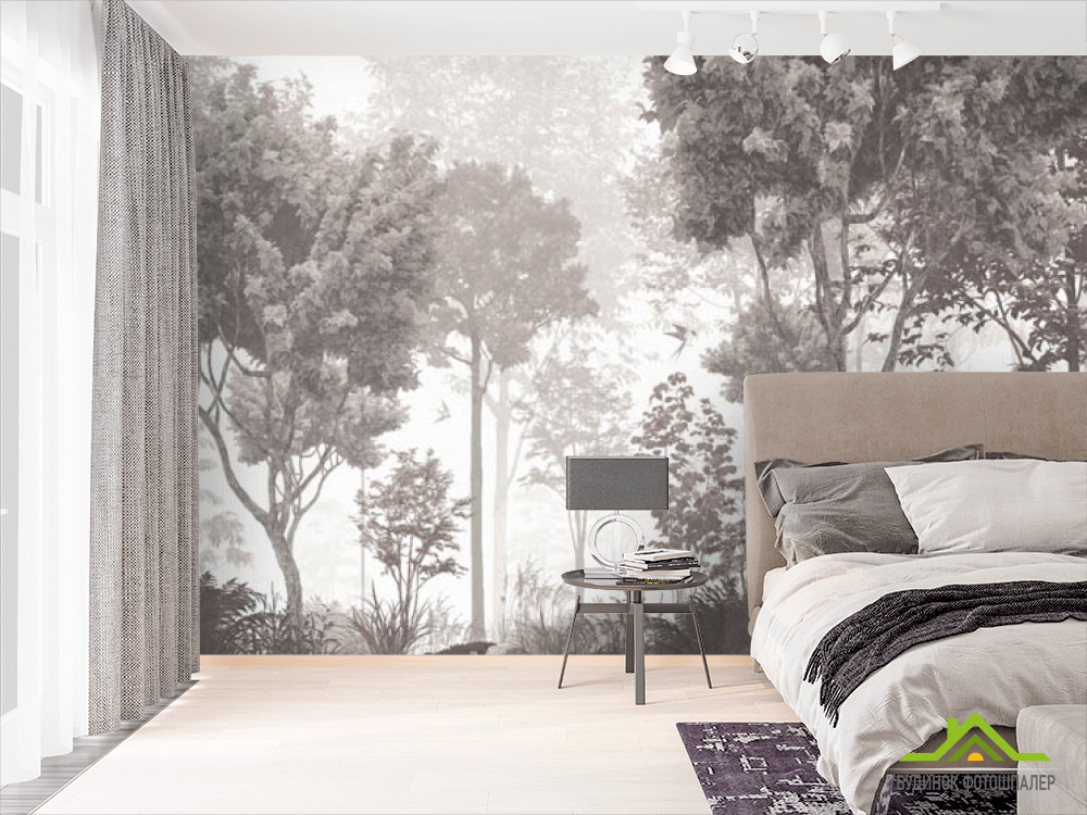 Фотошпалери Олені і дерева коричневі