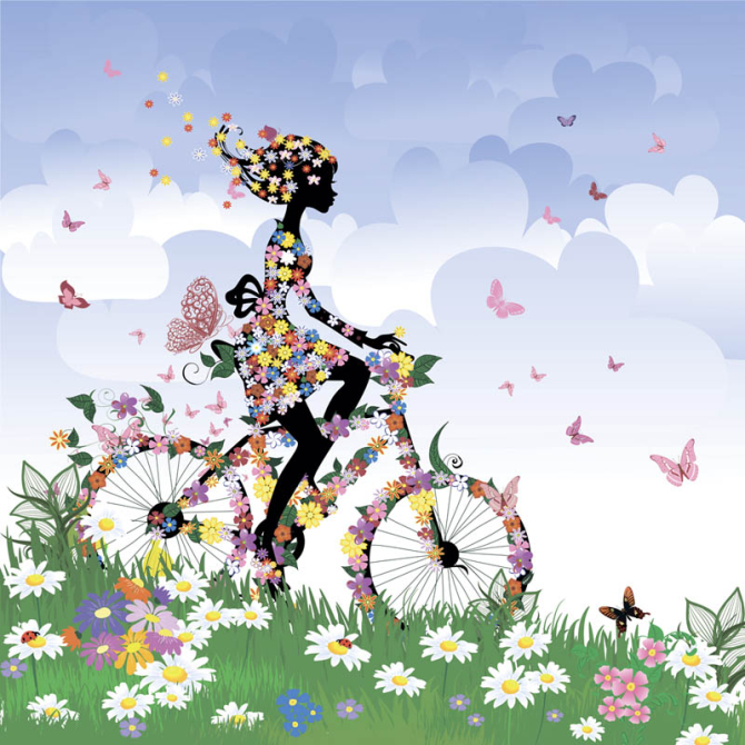 Фотообои Фея на велосипеде