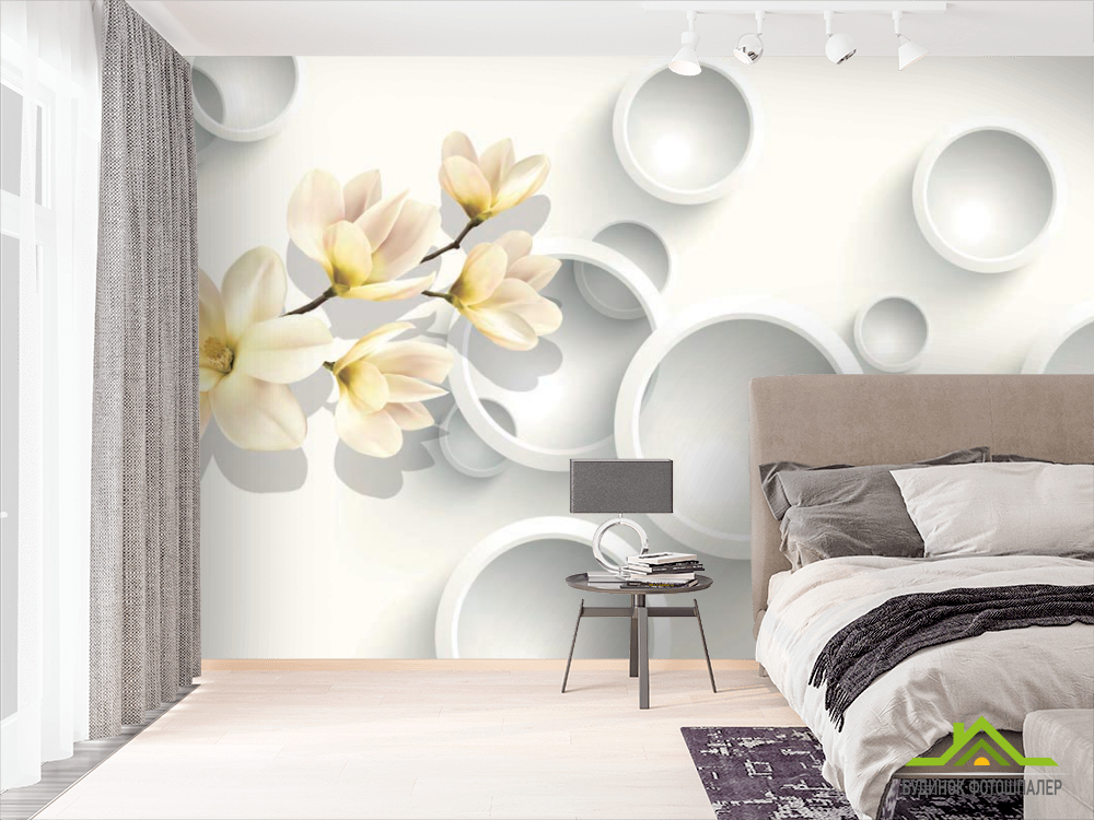 Фотошпалери Квіти з колами