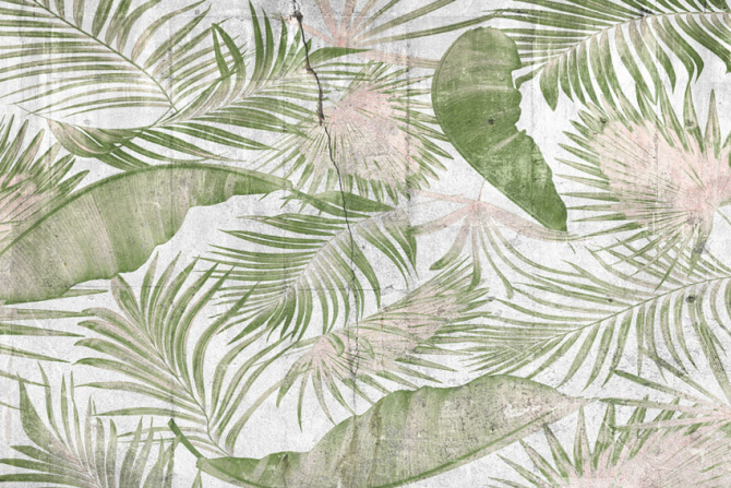 Фотошпалери Листя на бетоні