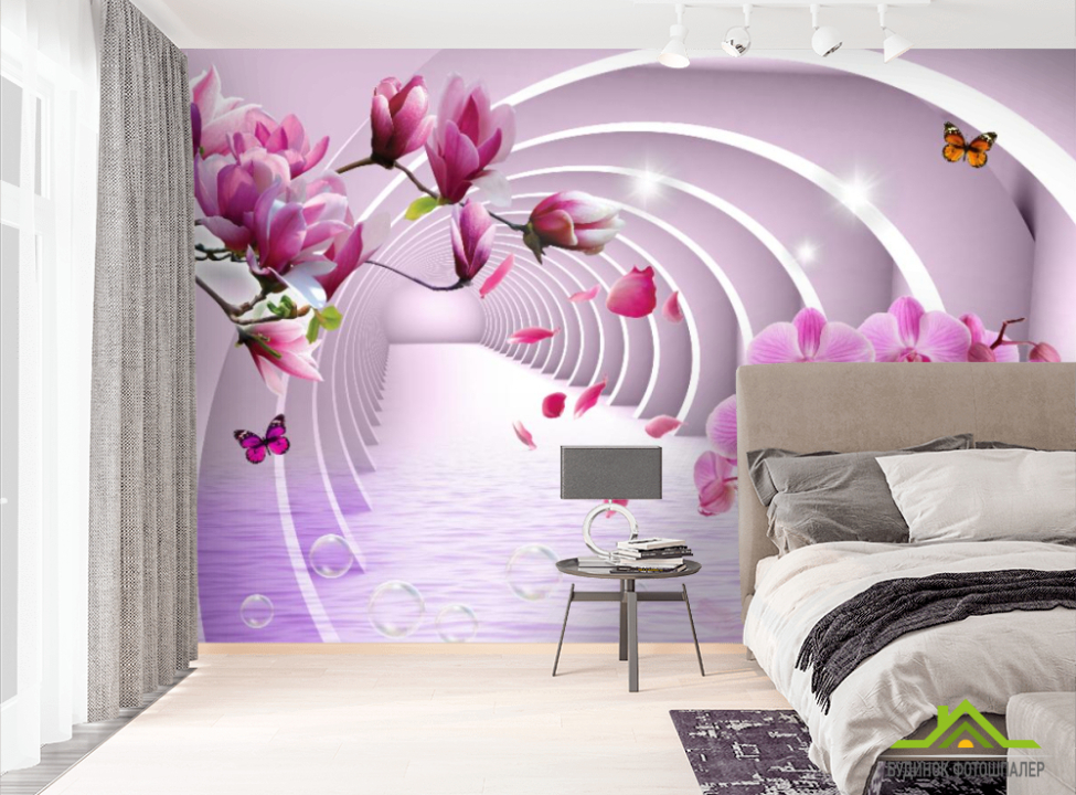 выбрать Фотообои Тоннель и орхидеи 3d Фотообои Расширяющие пространство на стену