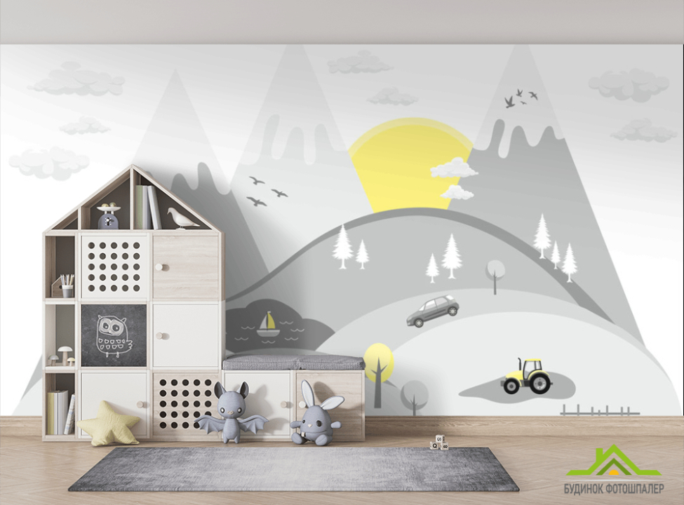 выбрать Фотошпалери Звивиста дорога з машинами Фотошпалери Little kids на стіну