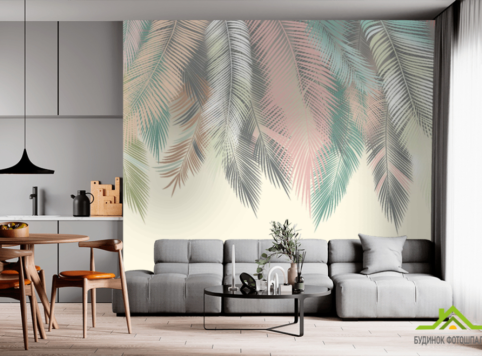 выбрать Фотообои яркие листья пальмы Фотообои Дизайнерские листья на стену