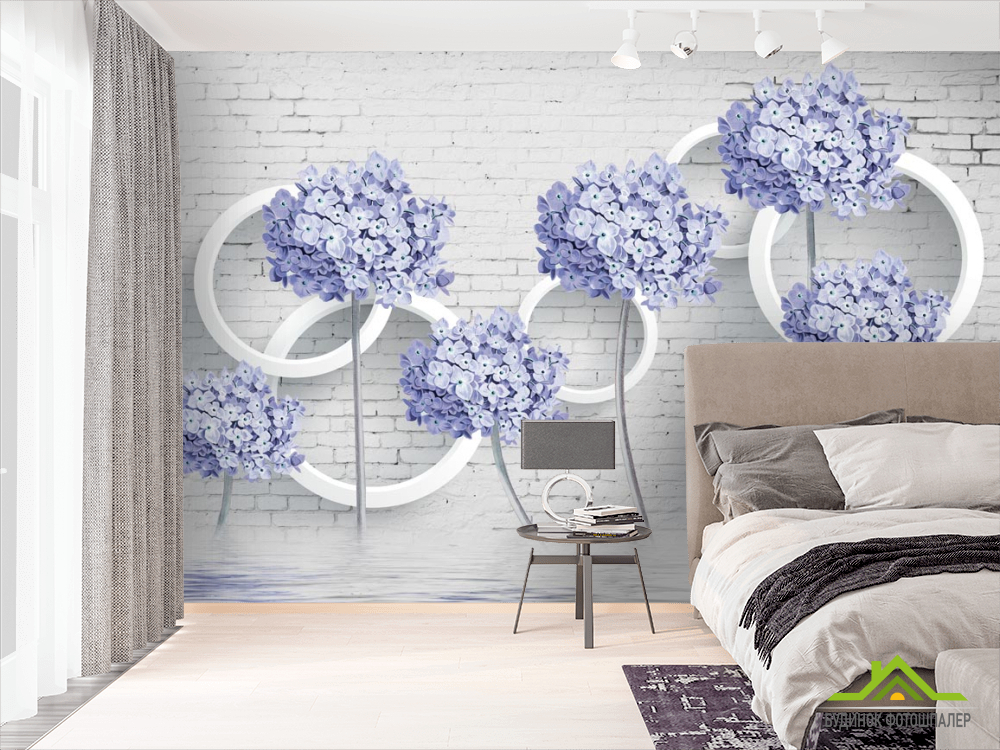 Фотошпалери 3д квіти блакитні