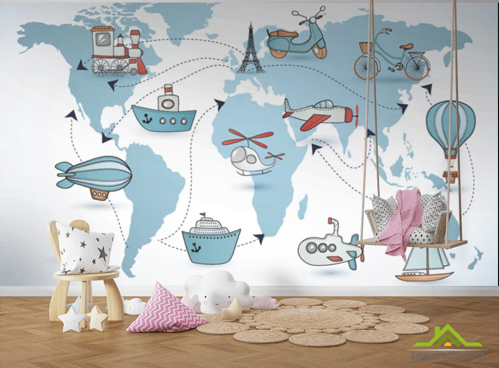 выбрать Фотообои Карта детская для маленьких путешественников Фотообои Развивающие карты на стену