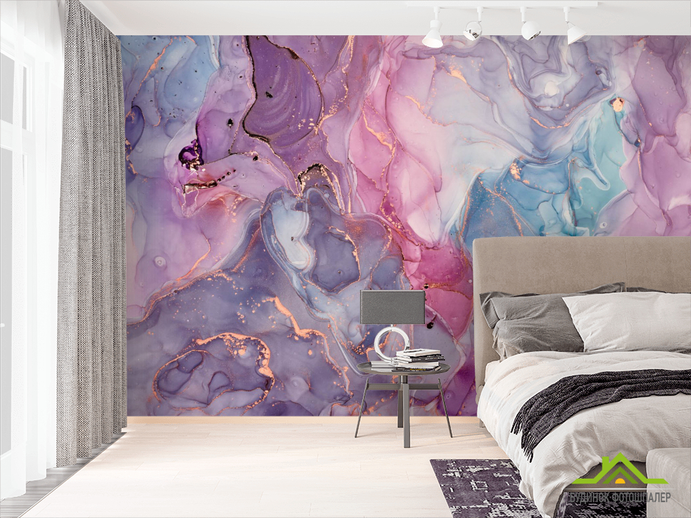 Фотошпалери Фіолетовий Fluid art