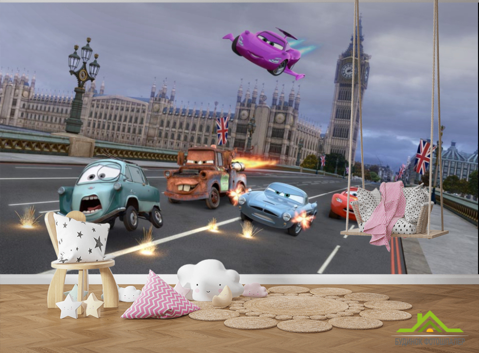 выбрать Фотошпалери Тачки на мосту Фотошпалери для малюків на стіну