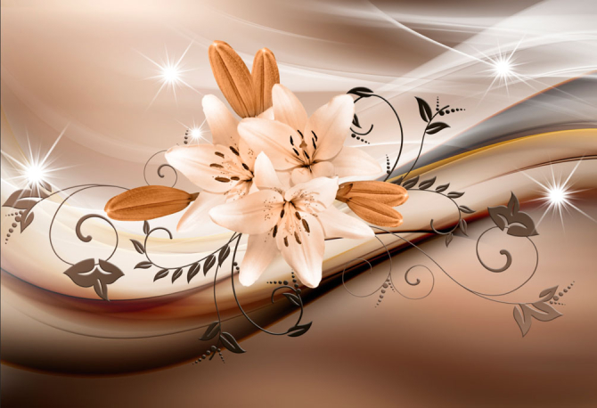 Фотошпалери Коричневі лілії 3Д