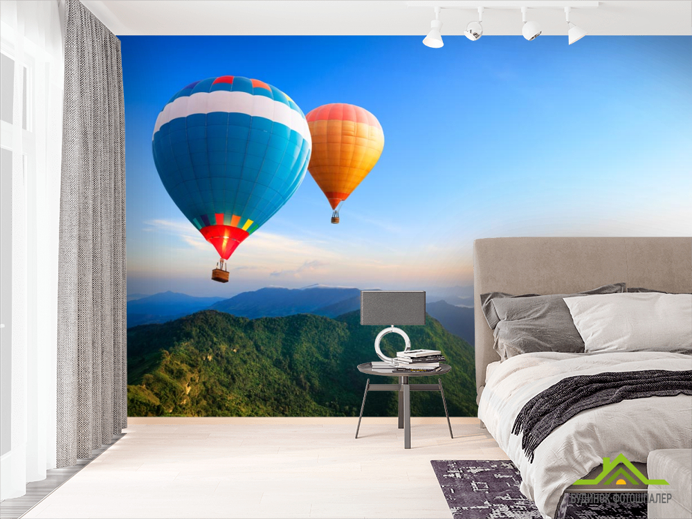 Фотошпалери повітряні кулі над горами