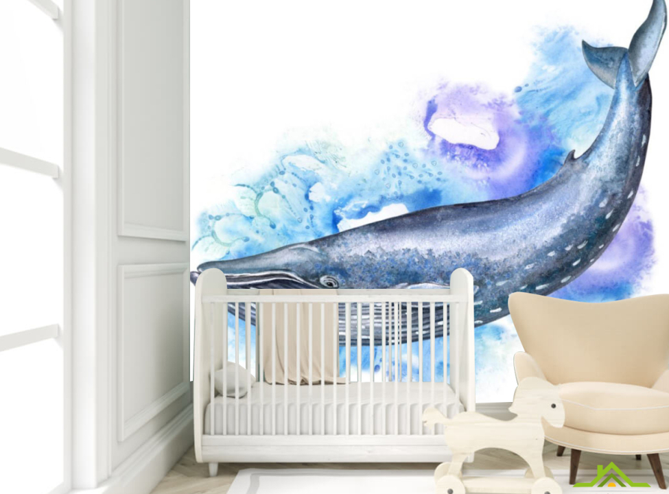 выбрать Фотообои Акварельный кит Фотообои в детскую на стену