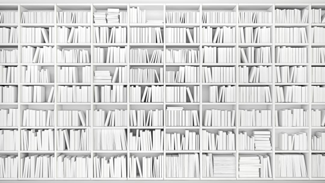 Фотообои белый книжный шкаф