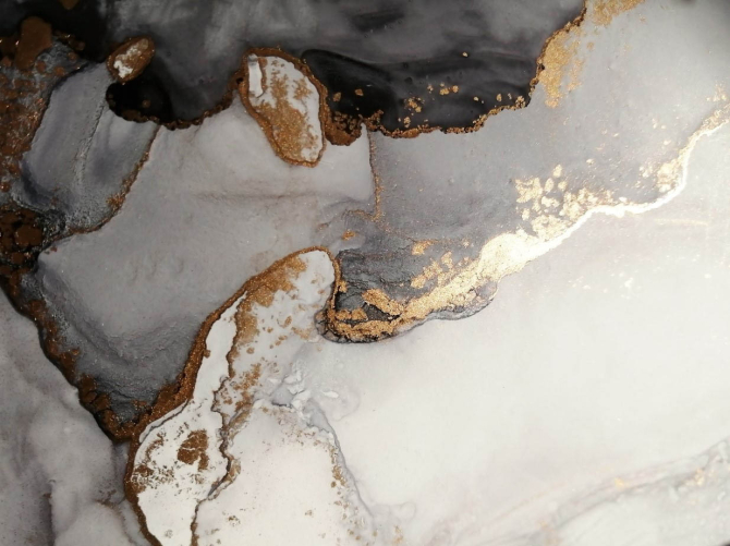 Фотошпалери Флюїд чб з золотом