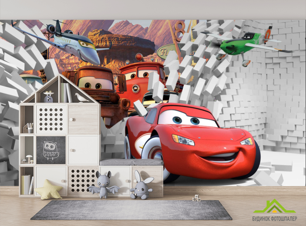 выбрать Фотообои 3д стена и молния Макквин Фотообои в детскую на стену