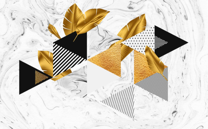 Фотообои золотые лыстья и треугольники