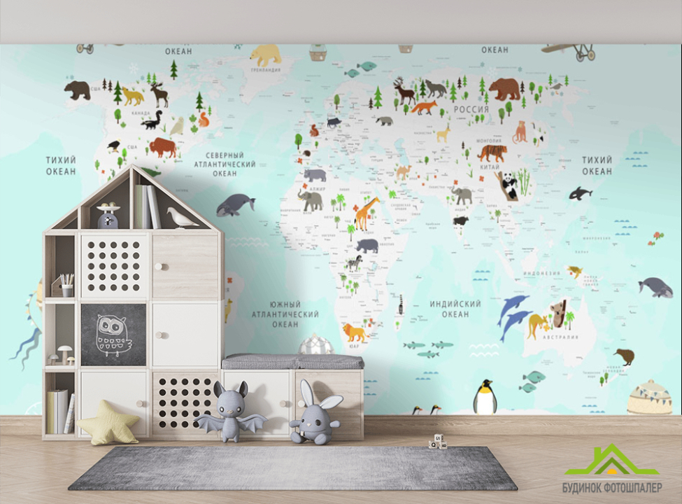 выбрать Шпалери в дитячу Карта Фотошпалери Розвиваючі карти на стіну