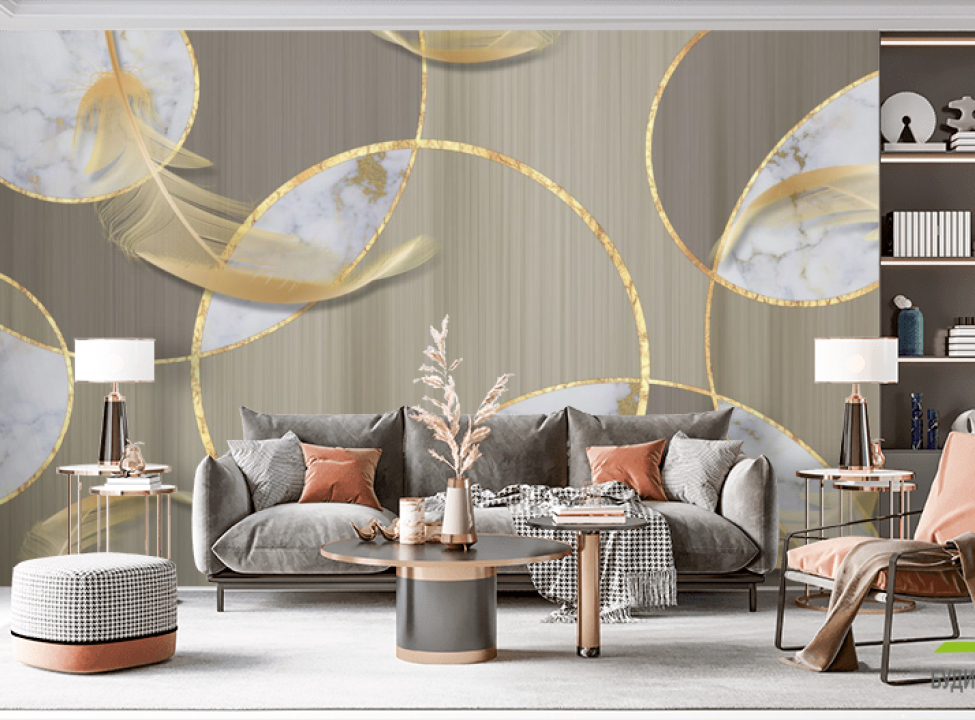 выбрать Фотообои перья золотые Фотообои с золочением на стену