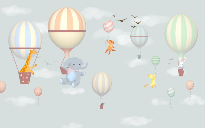 Фотошпалери тваринки на кульках у небі