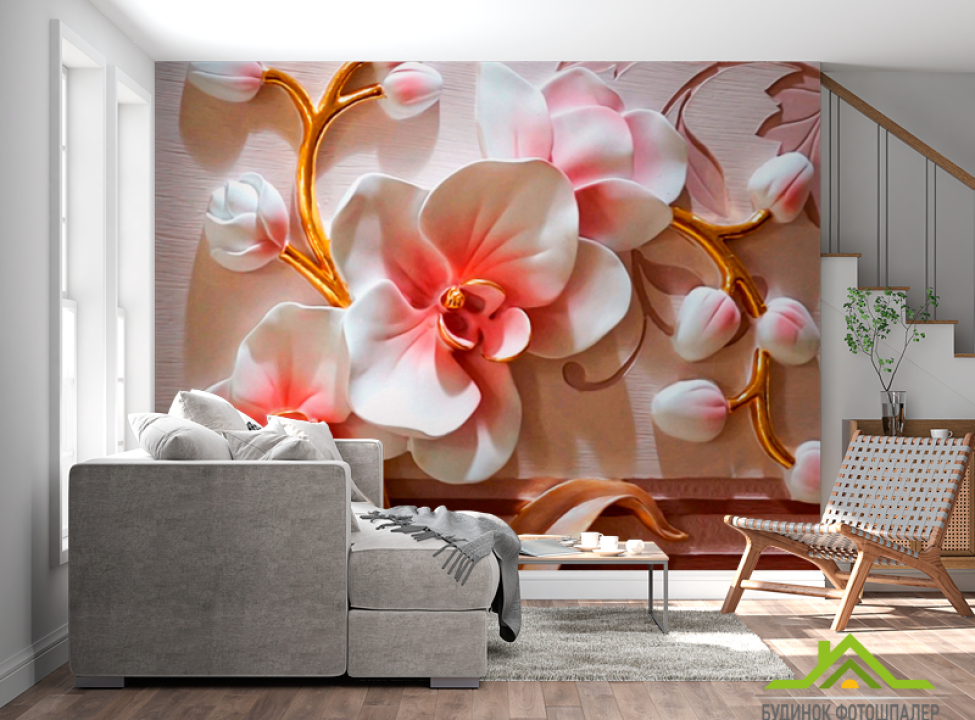 выбрать Фотошпалери Керамічні орхідеї Фотошпалери 3Д барельєф на стіну