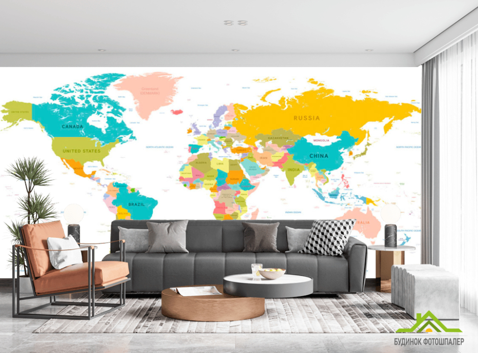 выбрать Фотошпалери Карта світу англійською Фотошпалери карта Світу на стіну
