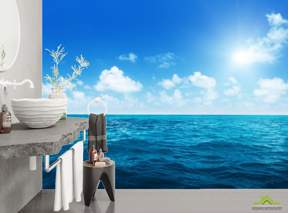 выбрать Фотообои Море с облаками Фотообои в ванную на стену