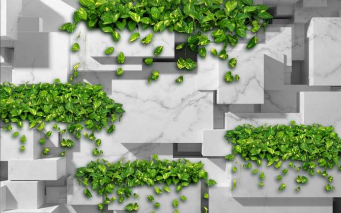 Фотошпалери 3Д стіна з квітами