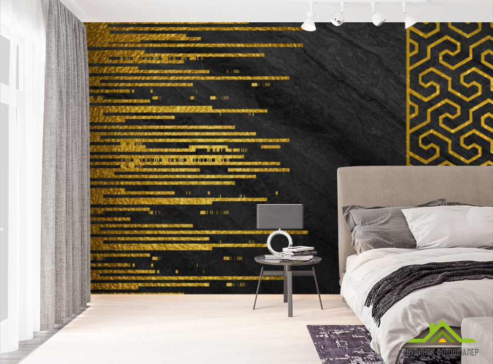 выбрать Фотошпалери Стіна з золотими смужками Фотошпалери Абстракція на стіну