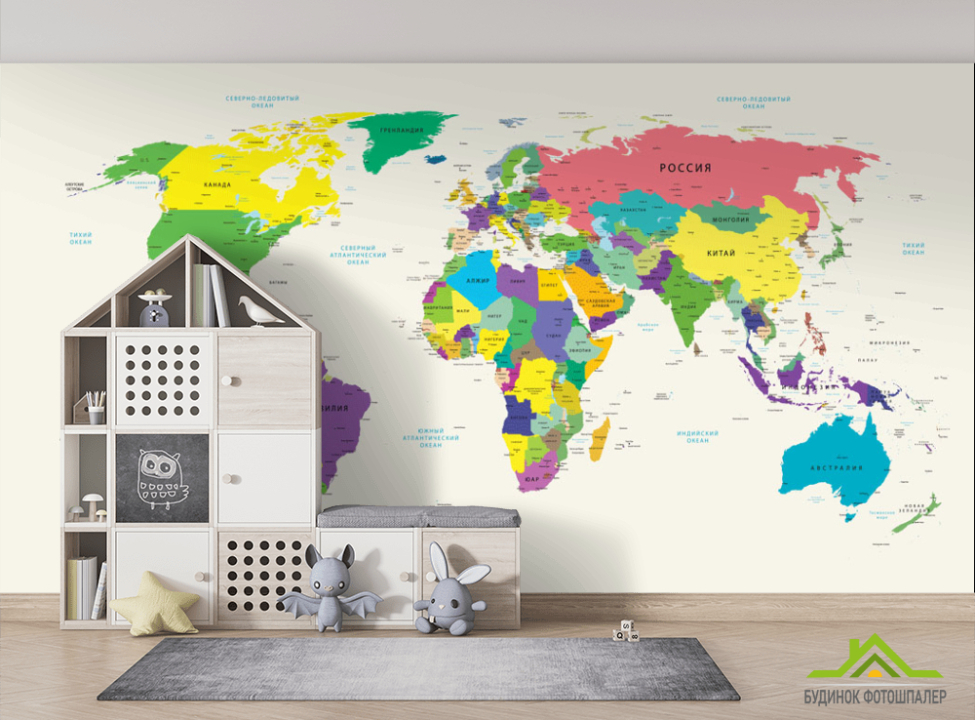 выбрать Шпалери в дитячу Карта Фотошпалери Розвиваючі карти на стіну