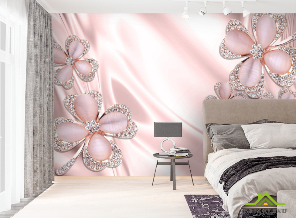 выбрать Фотошпалери Рожеві брошки Фотошпалери 3Д на стіну