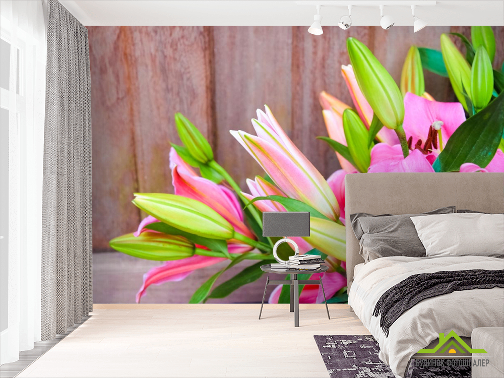 Фотообои розовые лилии