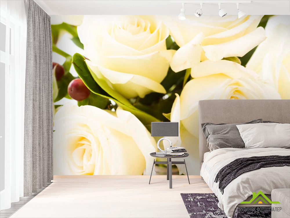 Фотообои 4 розы белых