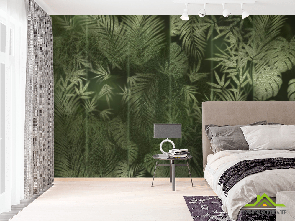 Фотошпалери листя за матовим склом