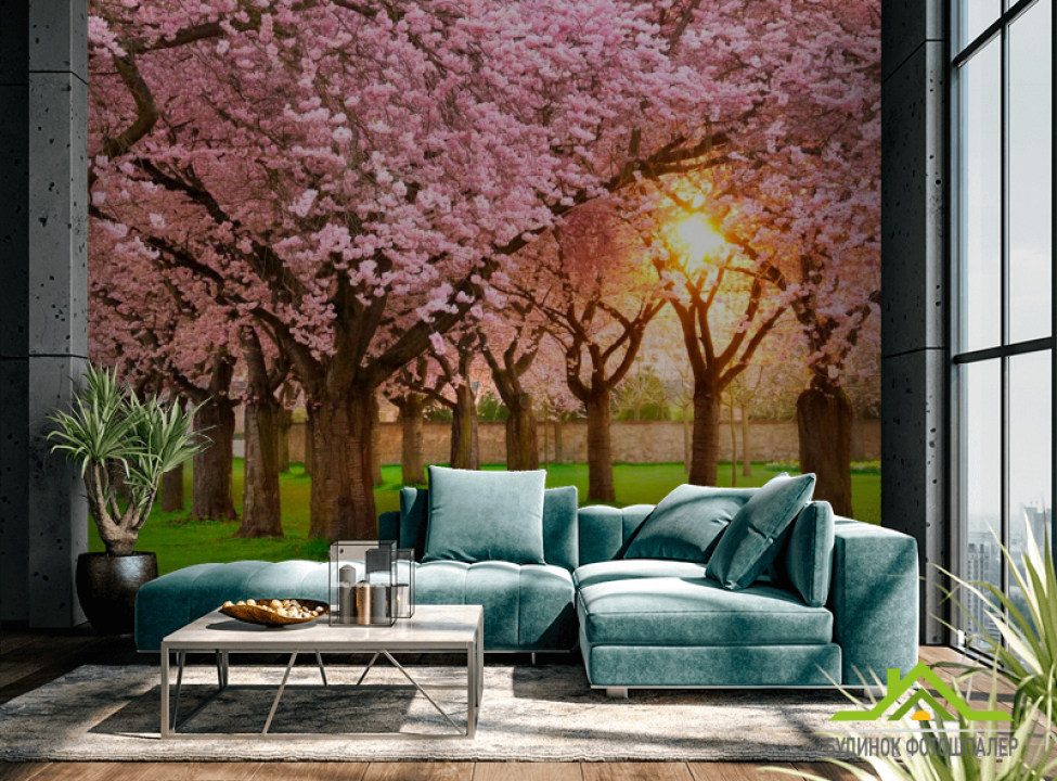 выбрать Фотошпалери Квітучі вишні Фотошпалери Рожеві дерева на стіну