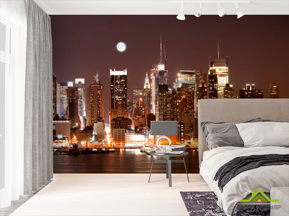 Фотообои Ночной причал, дома NY