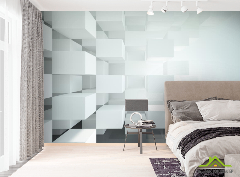выбрать Фотообои Белые объёмные кубы 3D фотообои расширяющие пространство на стену