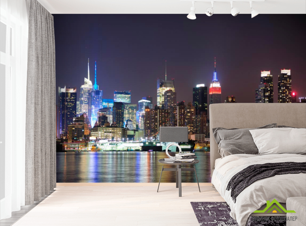 выбрать Фотошпалери New York, ніч, вода Фотошпалери Сучасний місто на стіну