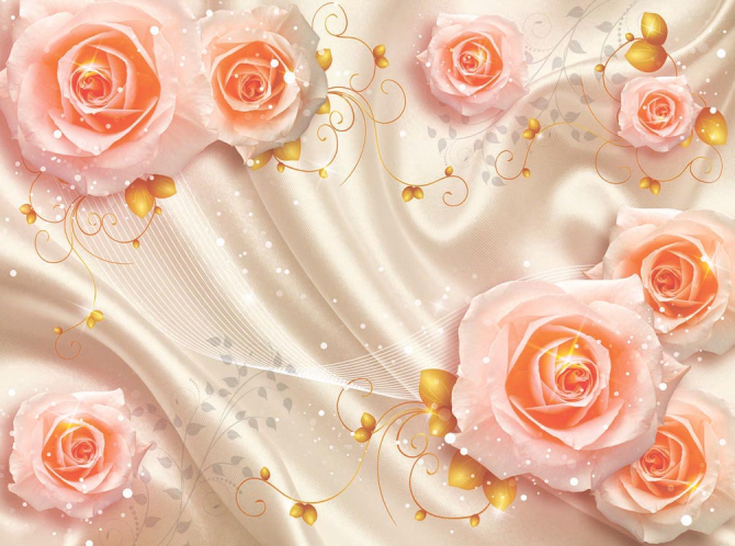 Фотообои Розы на атласе 3д