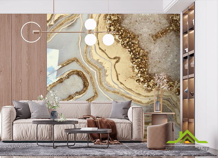 Фотошпалери Золотий флюїд з камінням