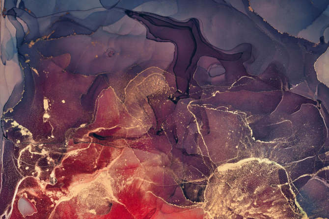 Фотошпалери Золотий Fluid art з фіолетовим